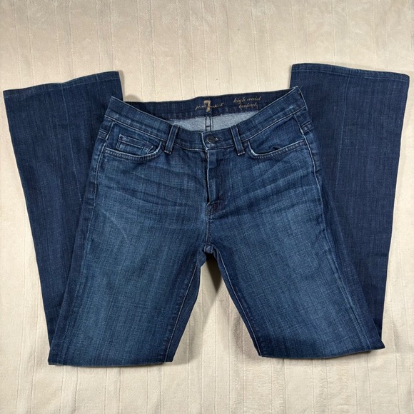 7 For All Mankind High Waist Bootcut Jeans Dark Wash Women's Size 28 - Picture 1 of 13